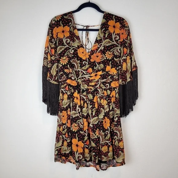 NWOT Verb by Pallavi Singhee Floral Fringe Mini Dress Size SP - Picture 4 of 15